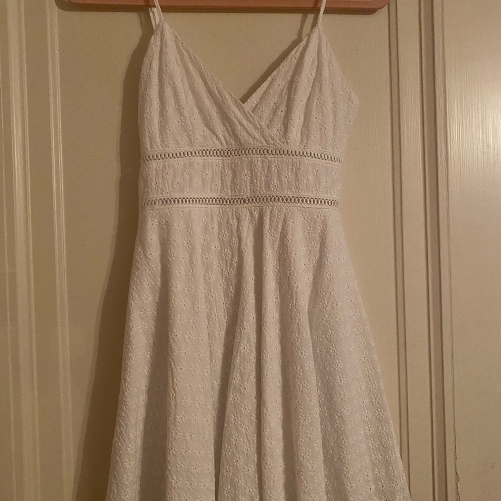 White eyelet mini dress